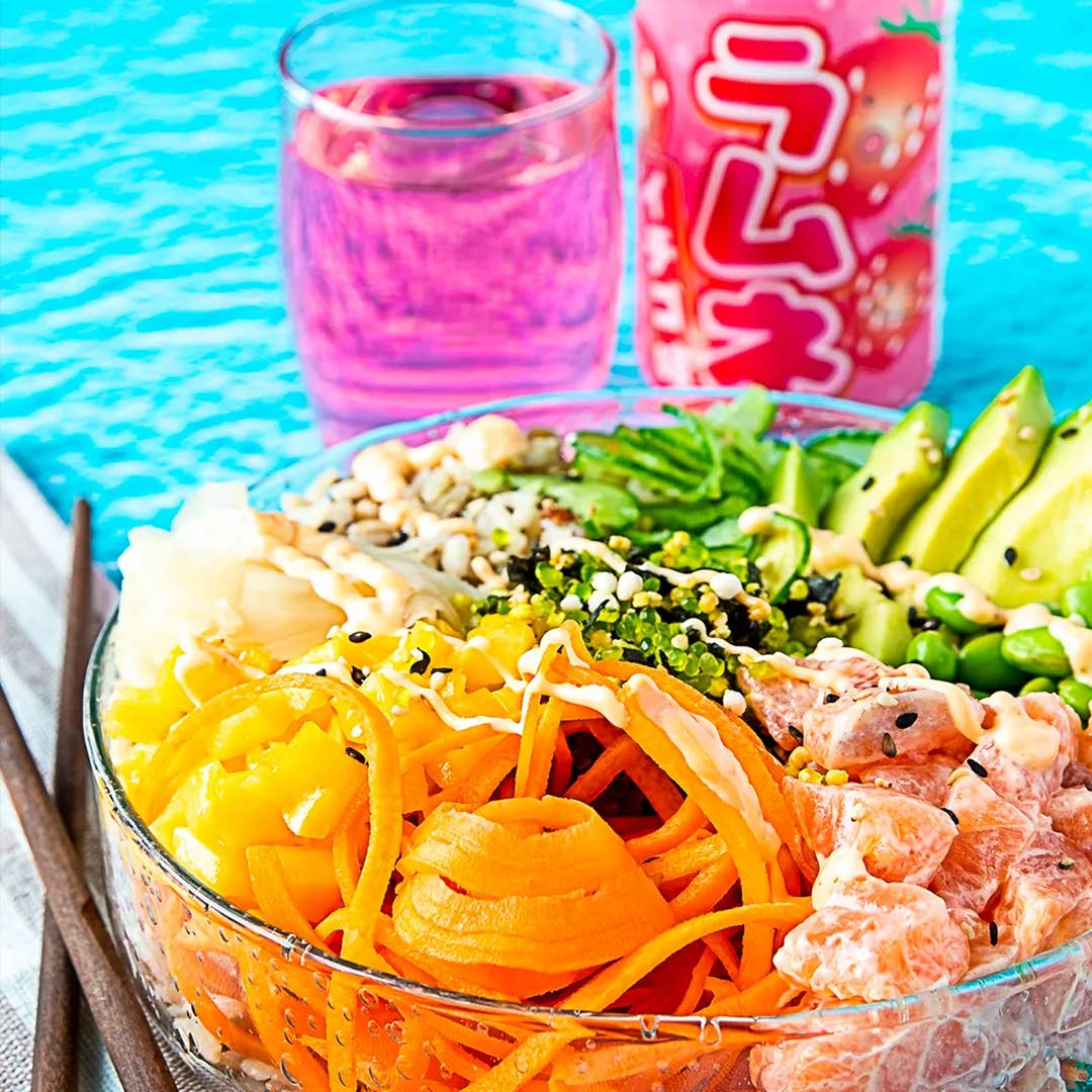 Poke bowl homemade, fresh salmon