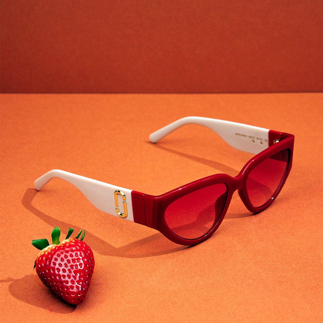 lunettes rouge e blanche, marc jacob optoplus